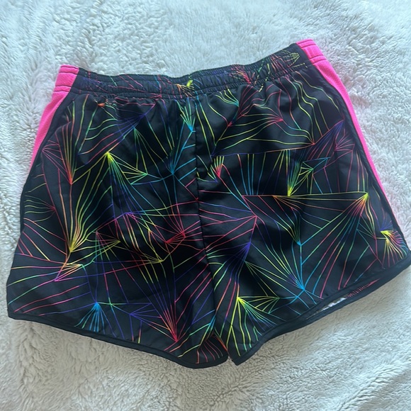 Xersion Quick-Dri Lined Running Shorts Drawstring Black Pink Size Girls L 14 - Picture 2 of 5